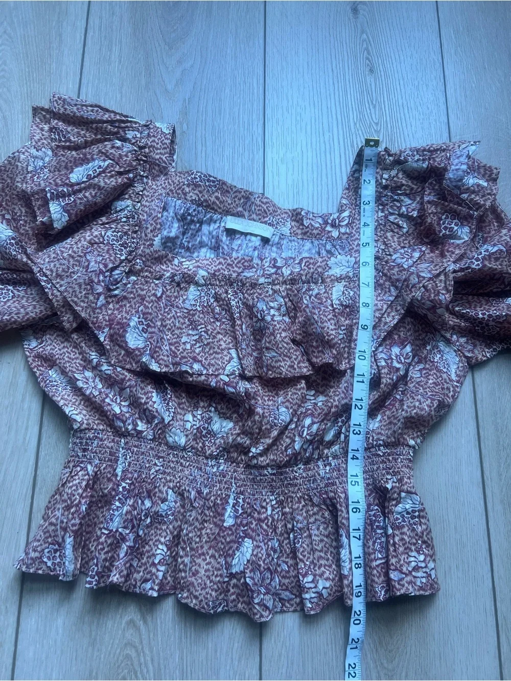Ulla Johnson Warner Blouse Meadow Puff Sleeve Ruffle Stretch Waist Size 12